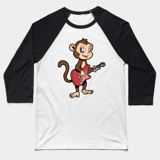 Cartoon monkey playing electric guitar Baseball T-Shirt